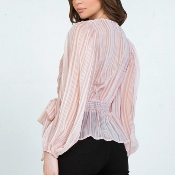 Flying Tomato Side Tie Peplum Top - Picture 3 of 4